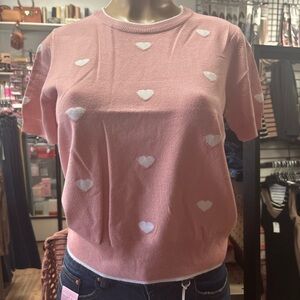 Pink Heart Pattern Sweater